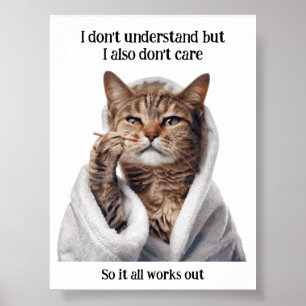 Póster Poster de gato Inspirador divertido y motivacional