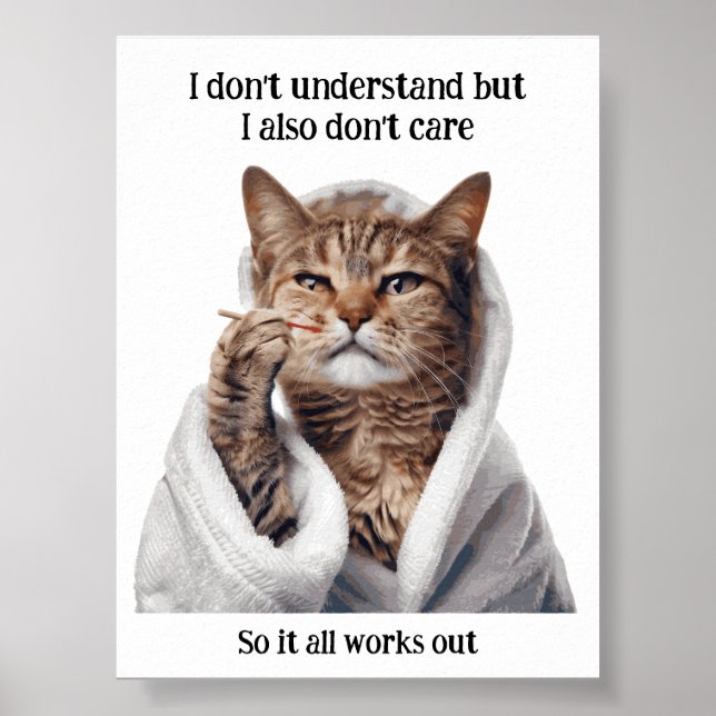 Póster Poster de gato Inspirador divertido y motivacional (Frente)