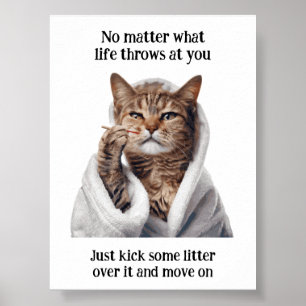 Póster Poster de gato Inspirador divertido y motivacional