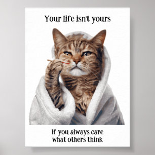 Póster Poster de gato Inspirador divertido y motivacional