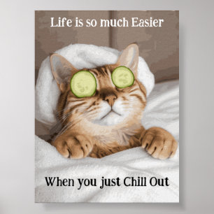 Póster Poster de gato Inspirador divertido y motivacional