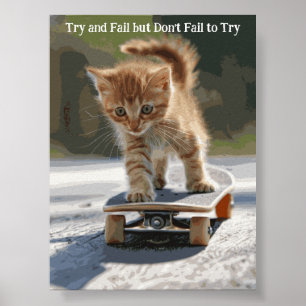 Póster Poster de gato Inspirador divertido y motivacional