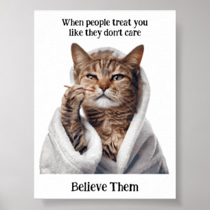 Póster Poster de gato Inspirador divertido y motivacional