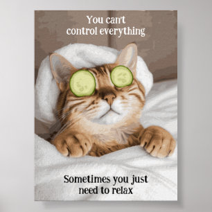 Póster Poster de gato Inspirador divertido y motivacional