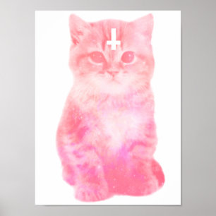 Póster Poster de gato invertido cruzado pastel
