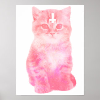 Póster Poster de gato invertido cruzado pastel
