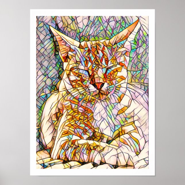Póster Poster de gato mosaico (Frente)