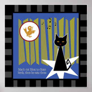 Póster Poster de gato negro