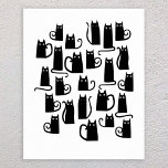 Póster Poster de gato negro lindo<br><div class="desc">Pequeños gatos negros. Arte original de Nic Squirrell.</div>