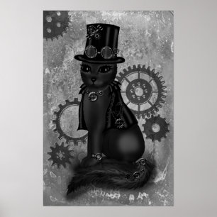 Póster poster de gato steampunk