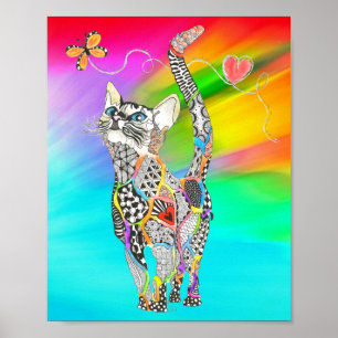 Póster Poster de gato suave y colorido - 8"x10"