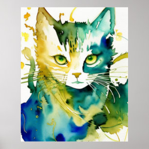 Póster Poster de gato verde