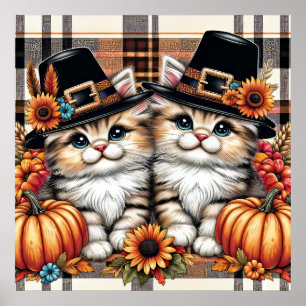 Póster Poster de gatos de Acción de Gracias