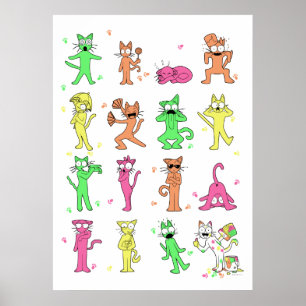 Póster Poster de gatos de color