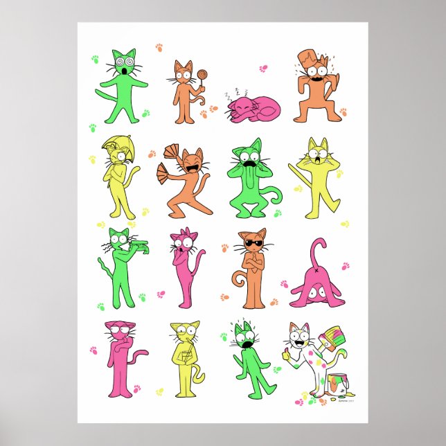 Póster Poster de gatos de color (Frente)