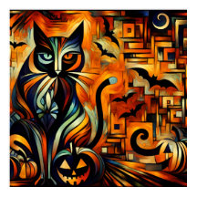 Poster de gatos de Cubism Halloween