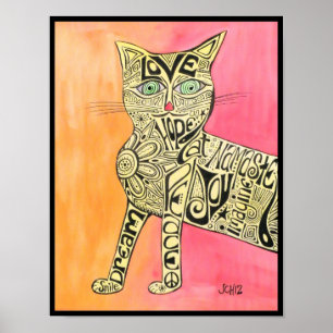 Póster Poster de gatos de inspiración abstracta