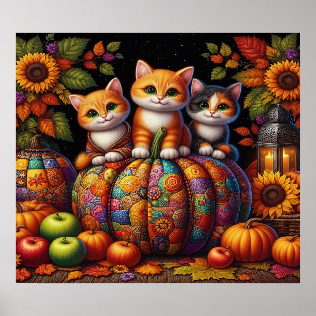 Póster Poster de gatos de otoño (Frente)