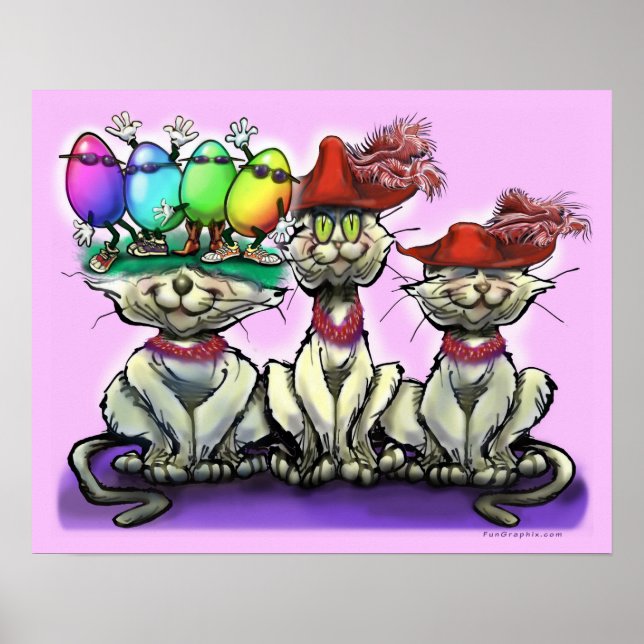 Póster Poster de gatos de Pascua (Frente)