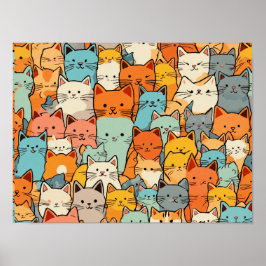 Póster Poster de gatos kawaii sin foco