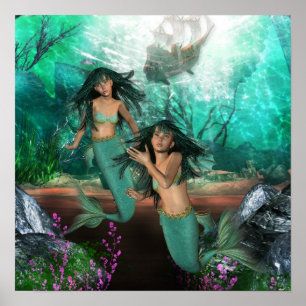 Póster Poster de gemelos de Sirena