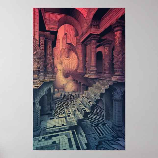 Póster Poster de geometría de flexión - Jardín de colecto (Frente)