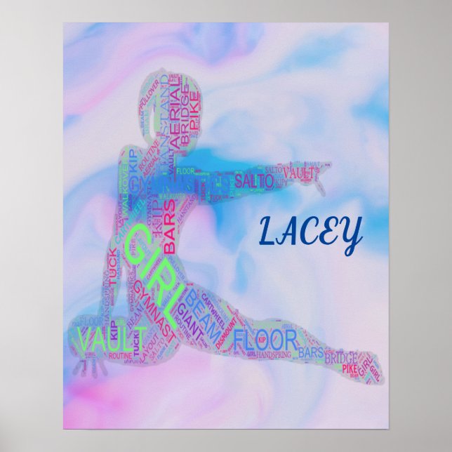 Póster Poster de gimnasia con nombre personalizado. (Frente)