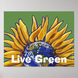 Póster Poster de girasol de Green Earth en directo