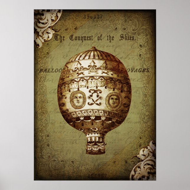 Póster Poster de globo aerostático Vintage (Frente)