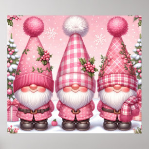 Póster Poster de Gnomes Navidades Rosados