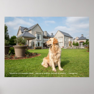 Póster Poster de Golden Retriever con cita