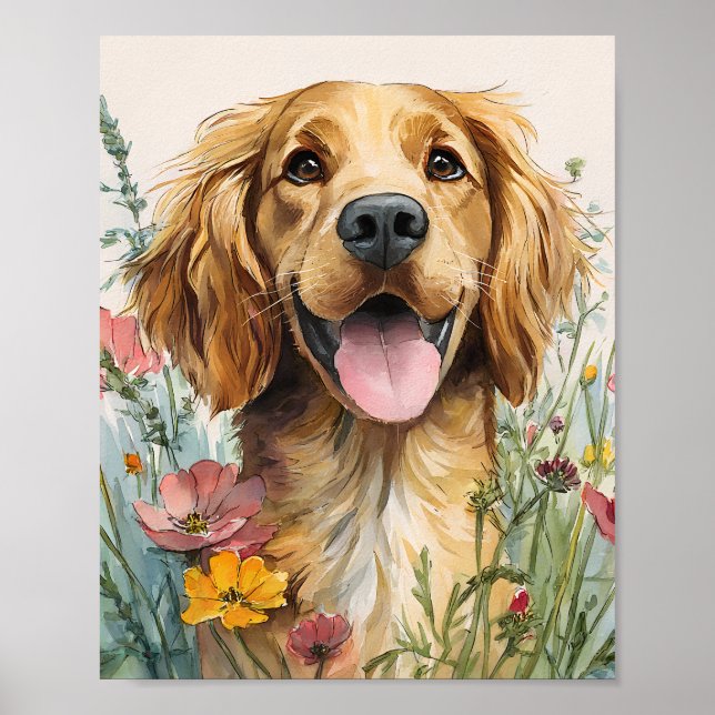 Póster Poster de Golden Retriever - Cute Golden Retriever (Frente)