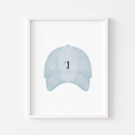 Póster Poster de gorro de golf azul vintage