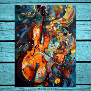 Póster Poster de Gouache Art Colorful Cello