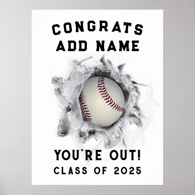 Póster Poster de graduación de béisbol (Frente)
