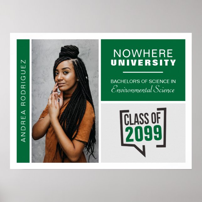 Póster Poster de Graduación de Cajas Verdes y Fotografías (Frente)