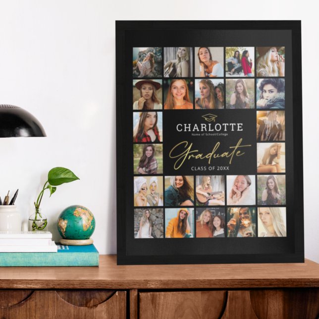 Póster Poster de graduación de Collage de fotos Black Gol (Subido por el creador)