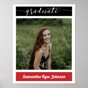 Póster Poster de Graduación de Foto en Bloque Moderno Roj