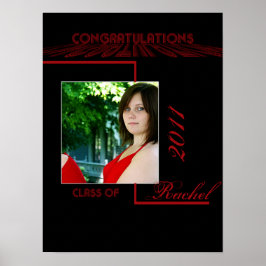 Póster Poster de Graduación Retro Rojo y Negro