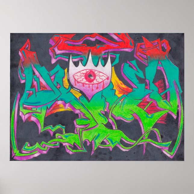 Póster Poster de Graffiti de ojos malvados (Frente)
