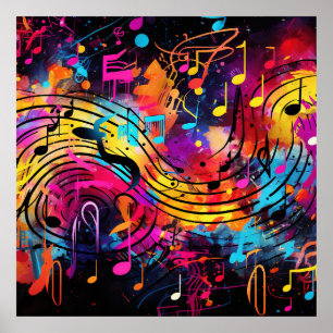 Póster Poster de Graffiti Musical Notes