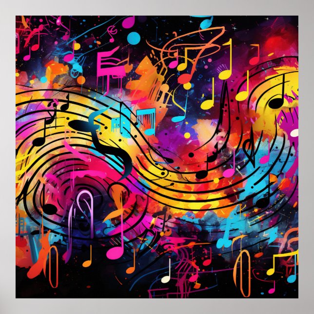 Póster Poster de Graffiti Musical Notes (Frente)