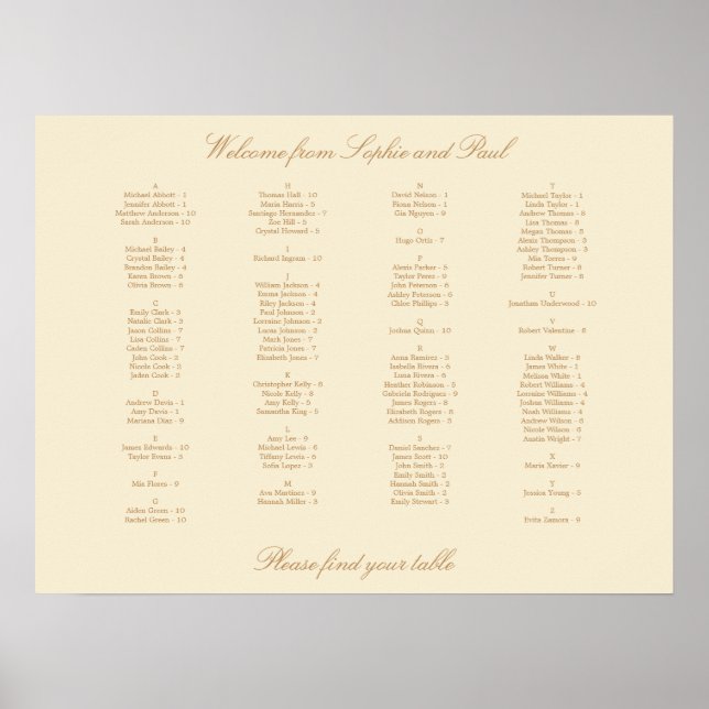 Póster Poster de gráfico alfabético crema beige (Frente)