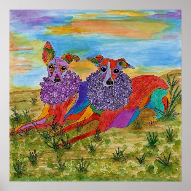 Póster Poster de Greyhounds italiano de 19" x 13" (Person (Frente)