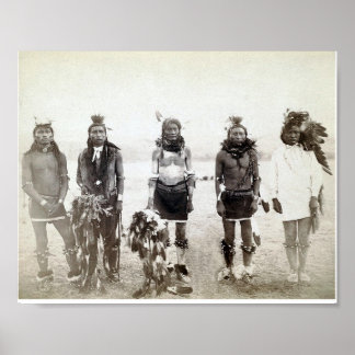 Póster Poster de grupo de guerreros nativos estadounidens