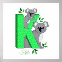 Poster de guardería personalizada - K para Koala