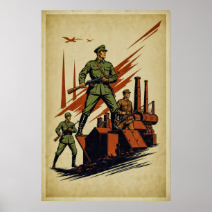 Póster Poster de Guerra de Vintage - Ilustracion de la Ma