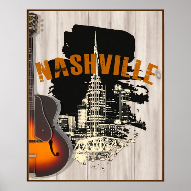 Póster Poster de guitarra acústica de Nashville (Frente)