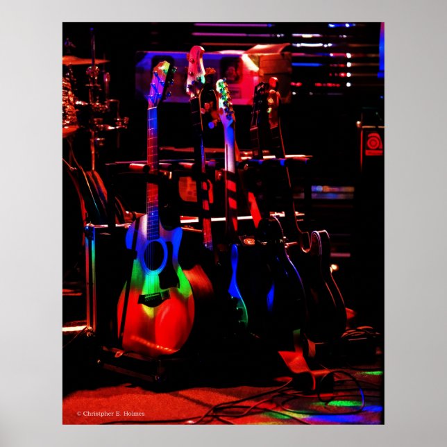 Póster Poster de guitarra arco iris (Frente)