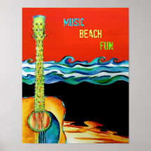 Poster de guitarra de verano